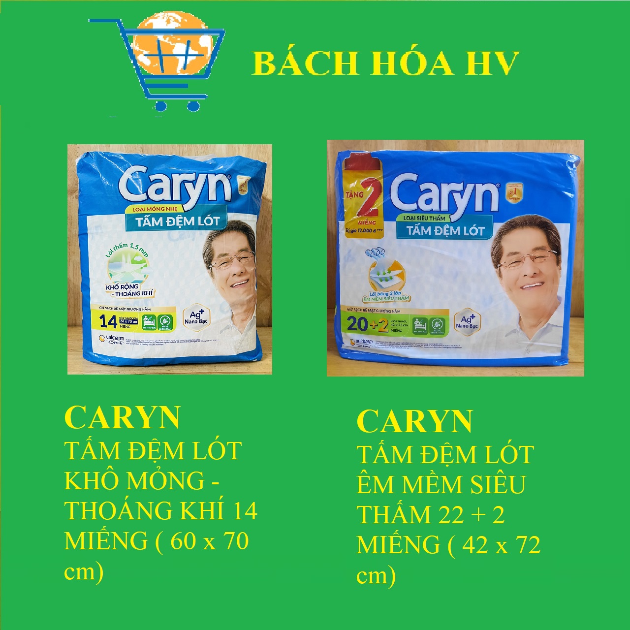 Tấm đệm lót caryn 20 + 2 miếng và 14 miếng - bach hoa hv