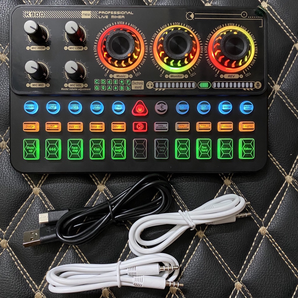 lẻ Sound Card K900 Có bluetooth auto-tune tích pin dùng cho các micro thu âm bảo hành 06 tháng