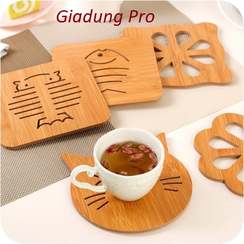 Miếng lót nồi cách nhiệt/ miếng lót nồi gỗ/ đế lót nồi/ miếng lót nồi hình thú xinh xắn/ lót gỗ cách nhiệt/lót nồi gỗ ép - giadung pro