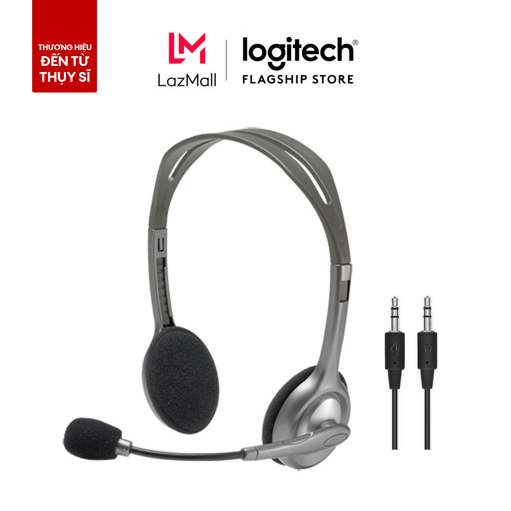 Logitech H110 over-ear headset - 2 3.5mm jacks, noise canceling mic, light weight, stereo sound
