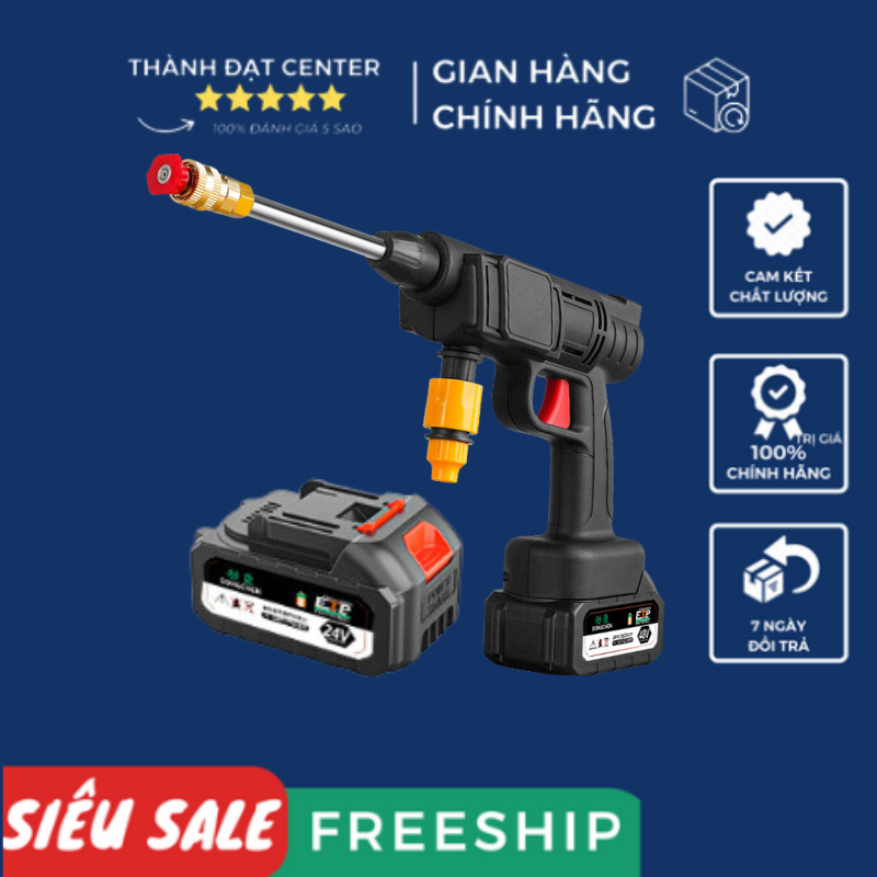 Máy rửa xe, súng rửa xe pin cầm tay, máy xịt rửa xe cao áp dùng pin áp lực cao dùng cho ô tô xe máy xa đạp tưới cây