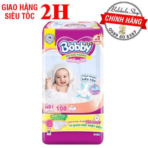 Miếng lót sơ sinh Bobby Newborn1 108 miếng, Newborn2 60 miếng