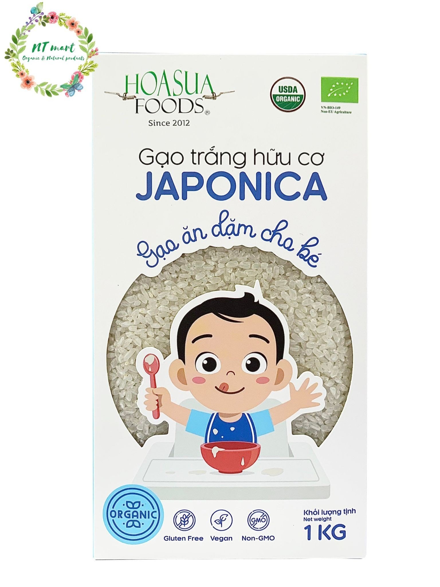Gạo trắng hữu cơ Japonica Hoa Sữa 1kg gạo ăn dặm cho bé