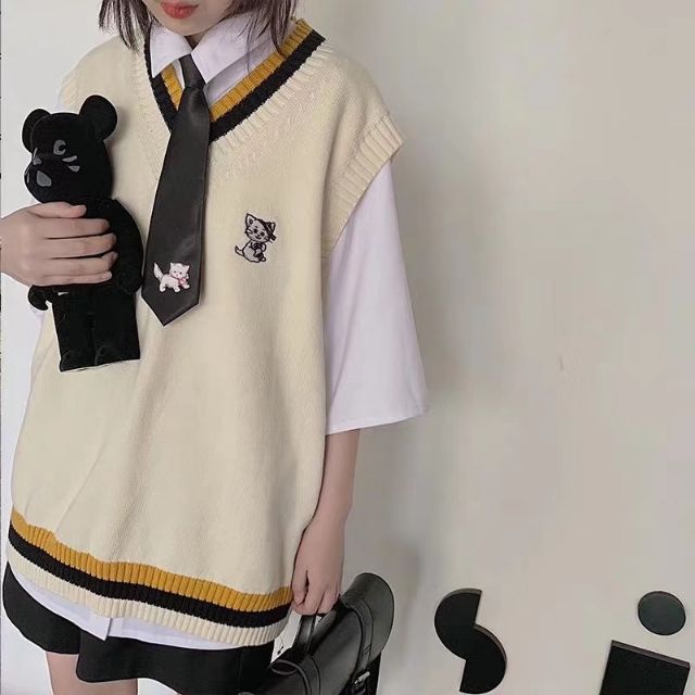 Áo gile len Ulzzang Quảng Châu mác mèo siêu đẹp
