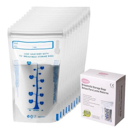 Túi trữ sữa Unimom 210ml 60 túi chất liệu an toàn BPA free hai lớp rất chắc chắn an toàn khóa zipper ở miệng túi
