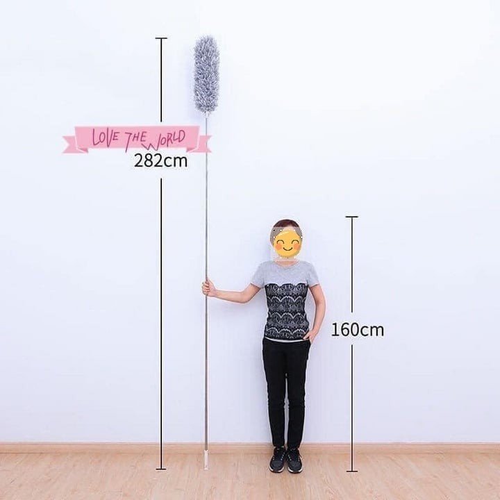 [HCM][HÀNG LOẠI A] Cây chổi lông quét lau bụi mạng nhện trần nhà đa năng cán dài inox rút gọn gập được 90 độ thông minh