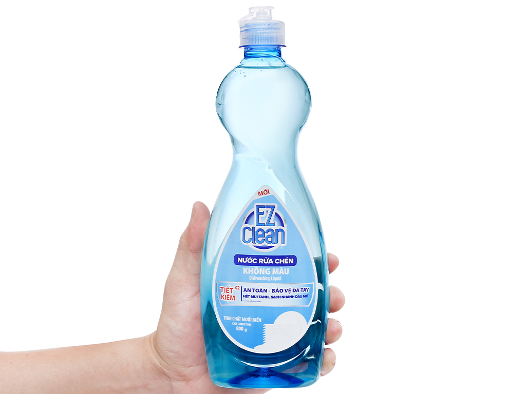 Nước Rửa Chén Không Màu Hương Muối Biển EZClean Chai 800g
