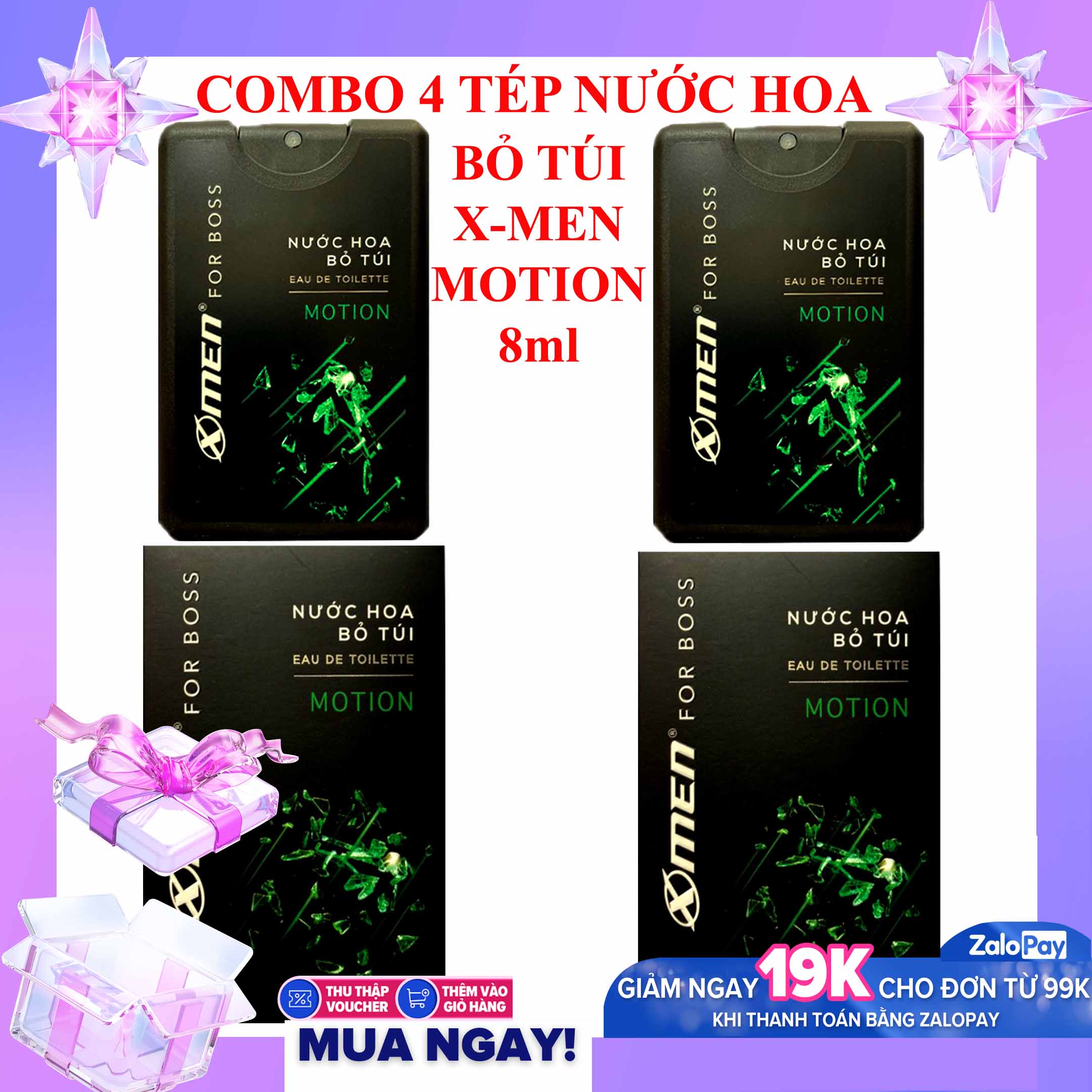 Combo 4 Tép Nước Hoa Bỏ Túi X-Men Motion - Nước hoa bỏ túi Xmen for Boss Motion 18ml