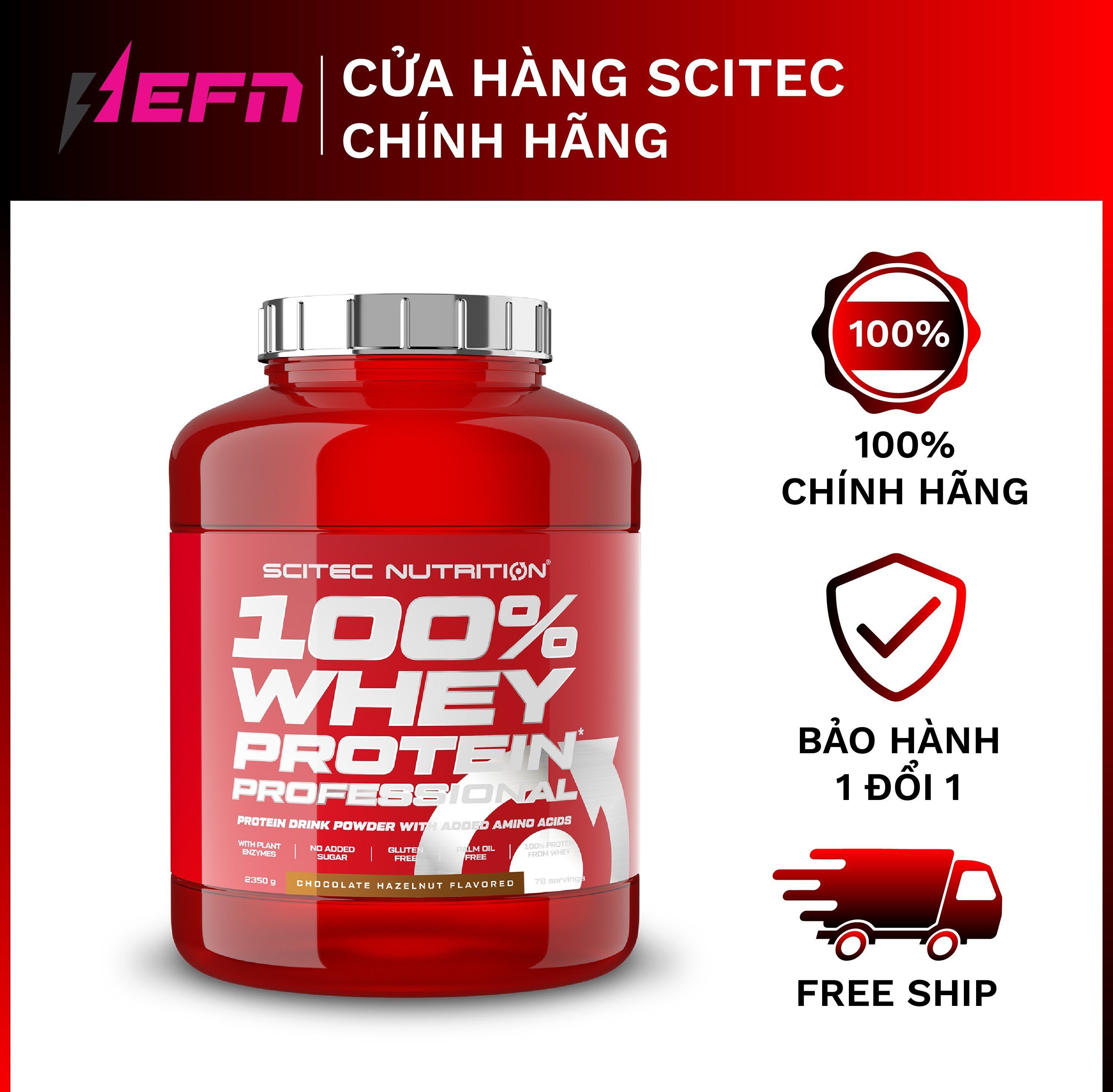 Whey | Sữa Tăng Cơ Cho Người Tập Gym - Scitec 100% Whey Protein Professional 2350G - Chính Hãng