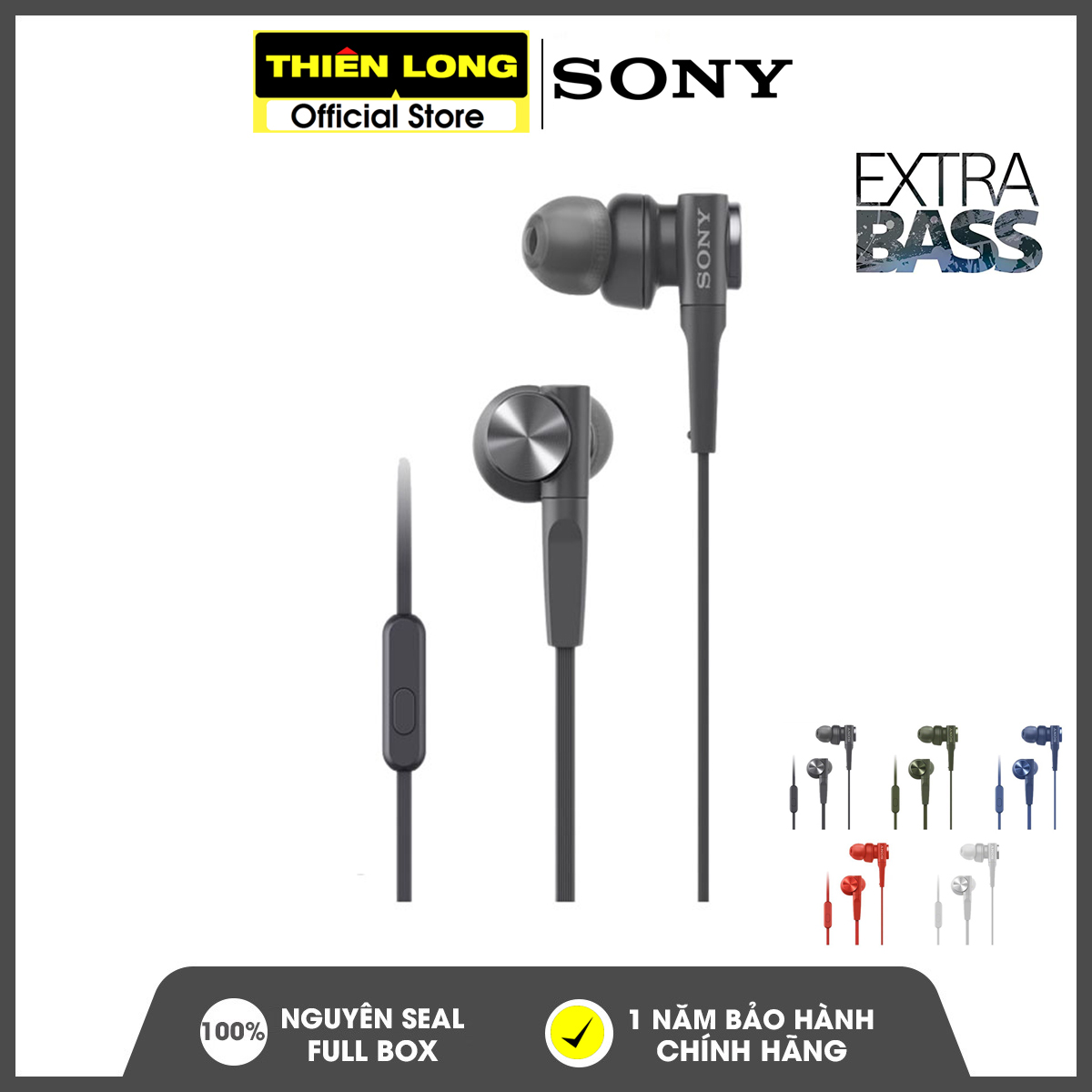 Tai nghe nhét tai Sony Extra Bass MDR-XB55AP [ Chính hãng ] - Bảo hành Sony 12 tháng | Dây tai nghe được thiết kế chống rối với độ bền vượt trội