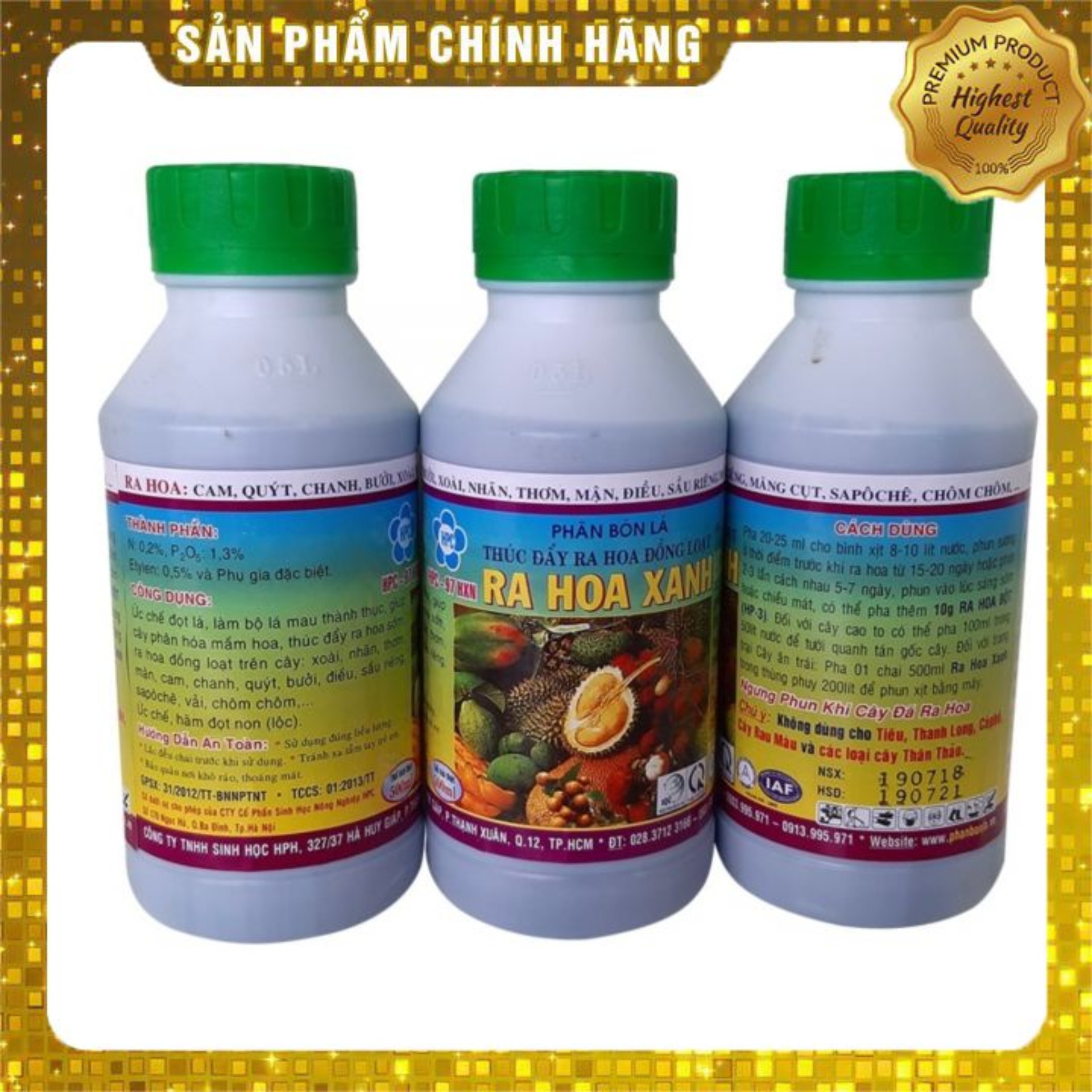 Phân bón lá Ra hoa xanh (100ml) Ức chế hãm đọt non, giúp cây phân hóa mầm hoa, ra hoa sớm và đồng loạt...