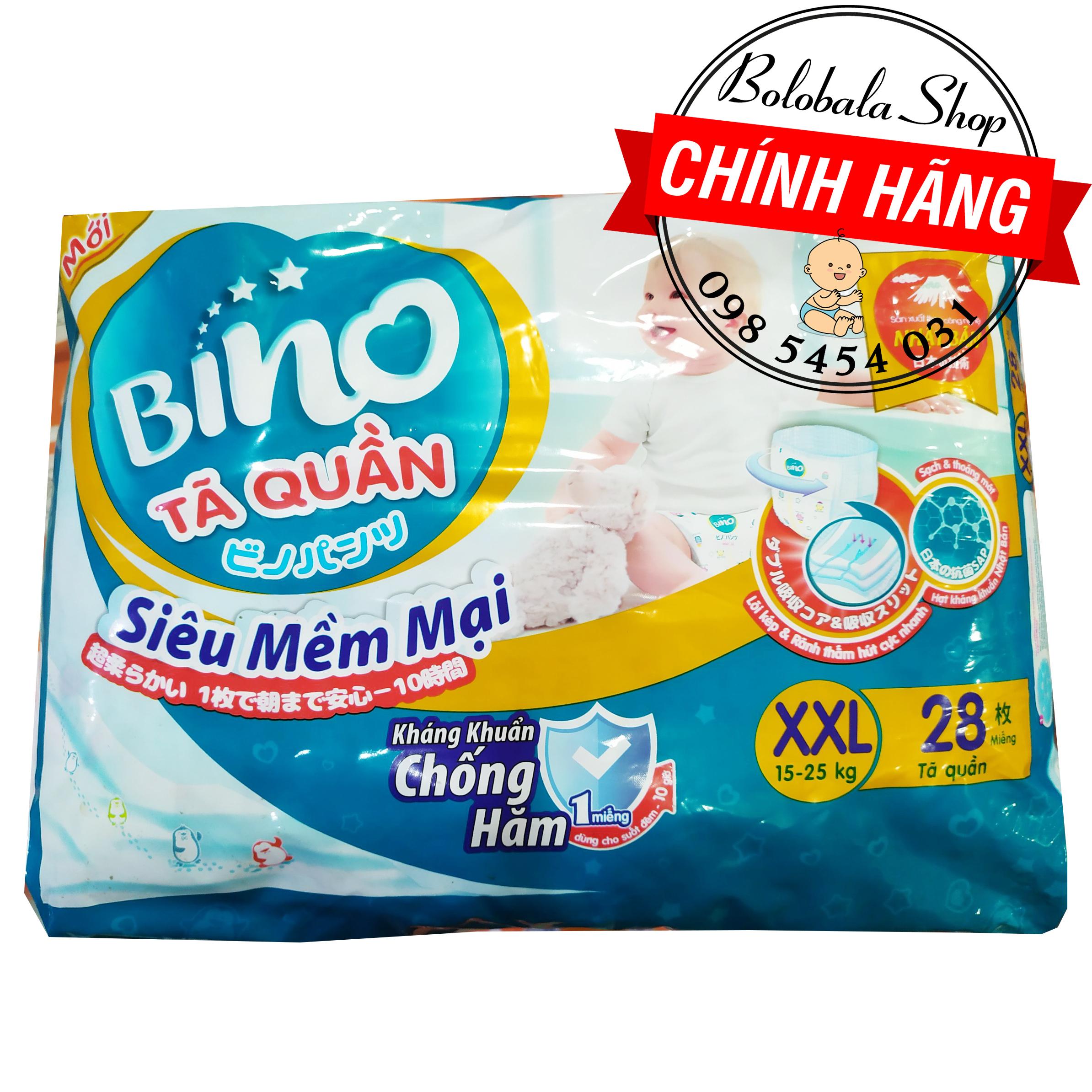 Tã quần Bino size M40/L36/XL32/XXL28