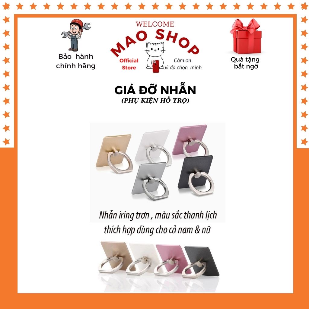 Giá đỡ điện thoại iring chiếc nhẫn móc dán - màu ngẫu nhiên