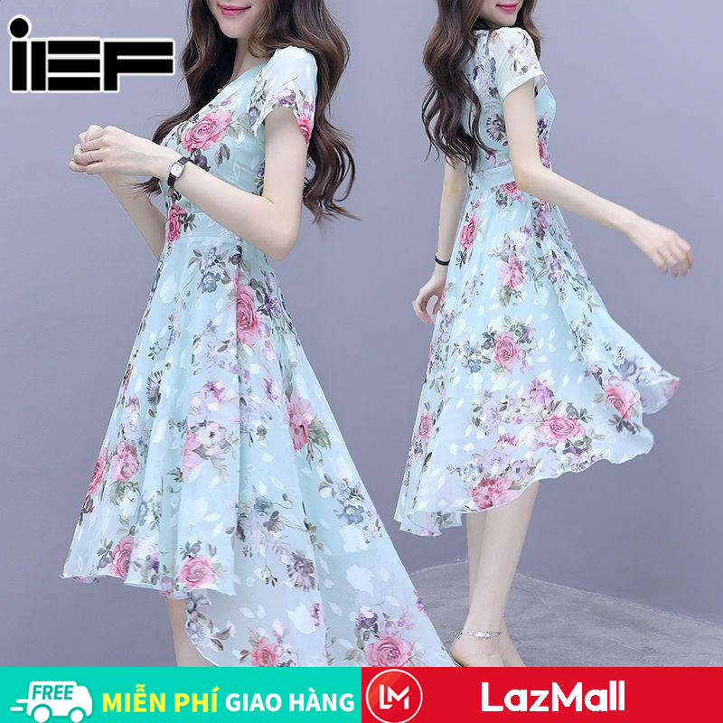 IEF đầm dạ hội dự tiệc cưới đầm dự tiệc cưới sang chảnh Váy Cho Nữ, Mori Đầm Tay Ngắn Lụa Băng Mỏng In Họa Tiết Không Đều váy dự tiệc đám cưới miều fashionista2023