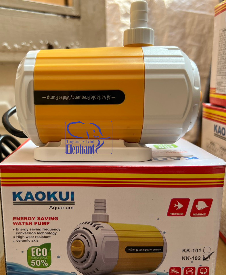 Máy bơm nước Kaokiu dòng tiết kiệm điện với trục sứ siêu bền dùng cho hồ cá cảnh, hòn non bộ