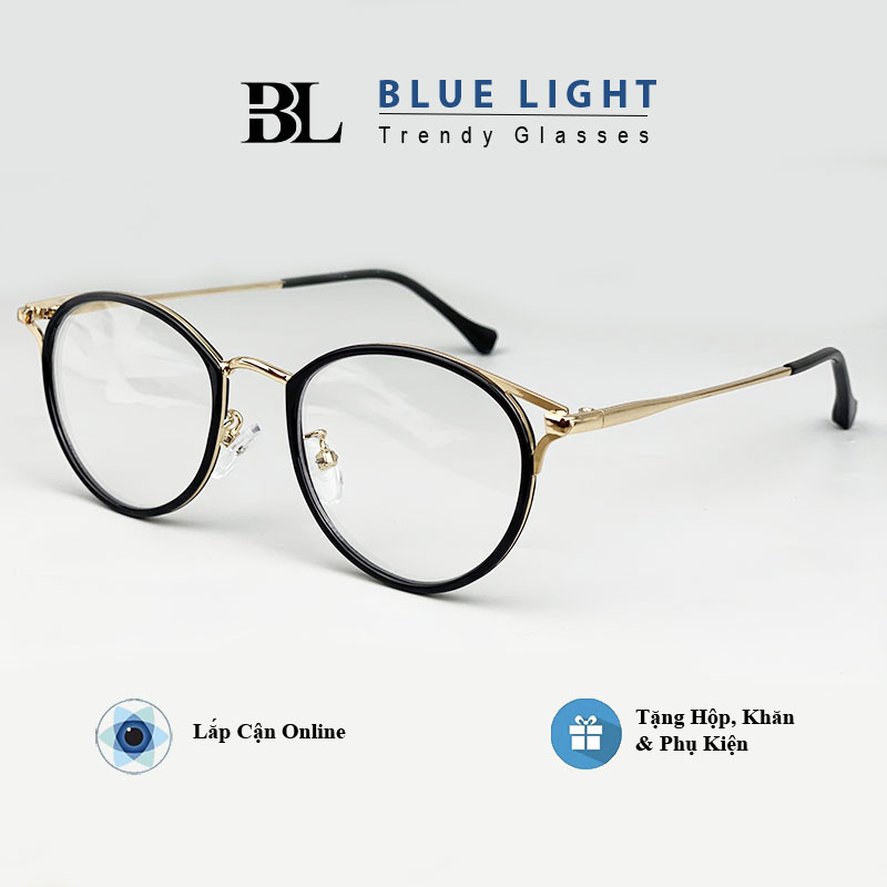 Gọng Kính Cận Kính Giả Cận Nam Nữ Chống Ánh Sáng Xanh Mắt Tai Mèo Màu Full Đen Trong Suốt Hàn Quốc - BLUE LIGHT