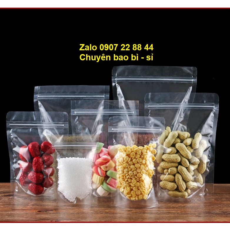 1kg túi zipper 2 mặt trong suốt