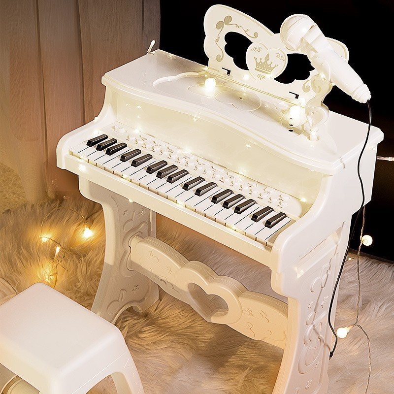 Đàn piano kèm mic cho bé bao gồm ghế ngồi kiểu dáng dễ thương cho bé tương tác âm nhạc ngay từ khi còn nhỏ - Đồ chơi đàn piano cho bé hàng loại 1 có bảo hành