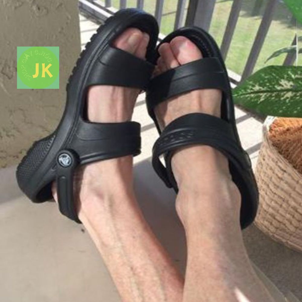 Sandal nam cross classic roomy fit ,đi mưa, kháng khuẩn, chuẩn xịn full box, màu đen