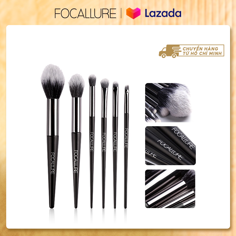 Focallure bộ cọ trang điểm 6 cây cọ phấn phủ, má hồng, màu mắt