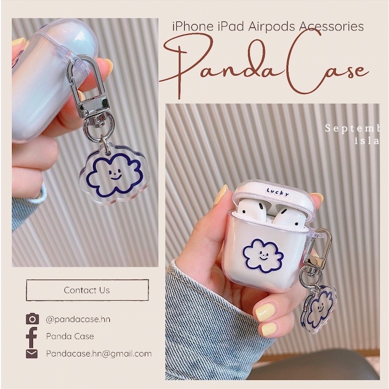 Vỏ case airpods lucky kèm móc bảo vệ ,bao đựng tai nghe airpods 1 2 Pro - Ốp airpods chống va đập, trong suốt in hình