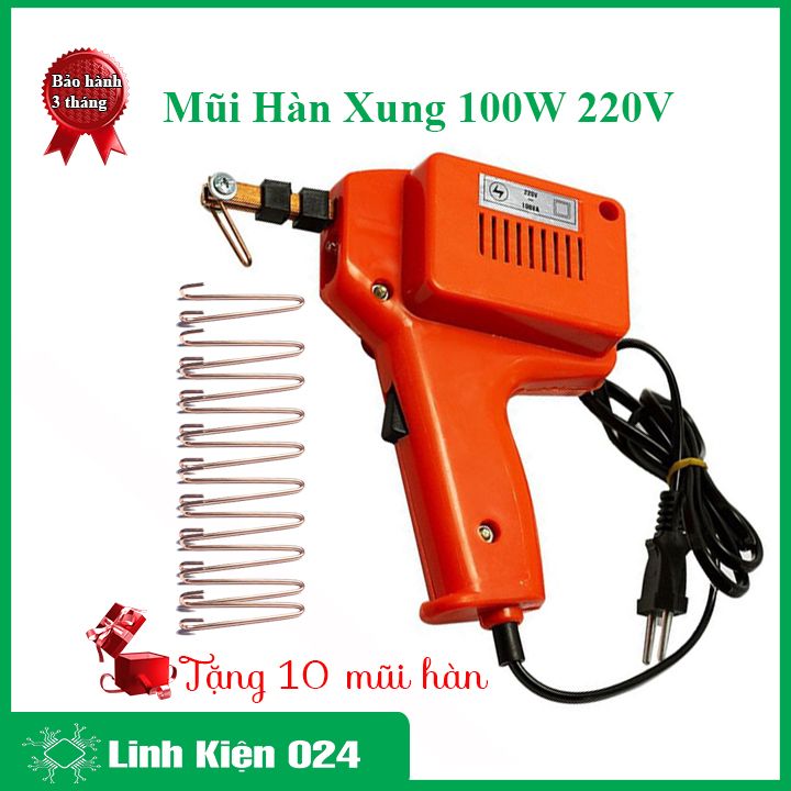 Mỏ hàn xung Bách Khoa 100W 220V loại tốt TẶNG 10 mũi hàn xung, mỏ hàn chì điện tử bảo hành 03 tháng