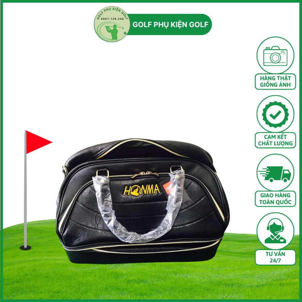 Túi đồ golf honma boston honma thể thao màu đen chất liệu da mềm