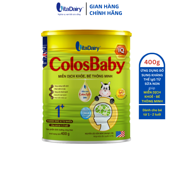Sữa bột ColosBaby IQ 1+ 400g hỗ trợ phát triển trí não, miễn dịch khỏe cho bé - VitaDairy