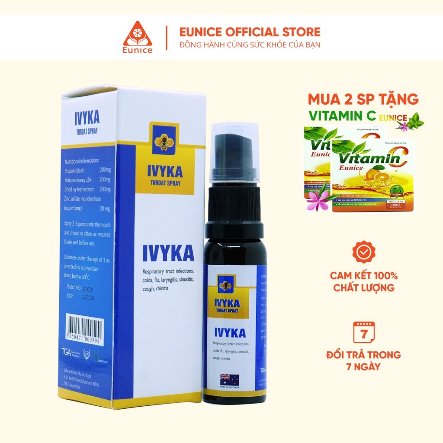 Xịt họng keo ong ivyka - nhập khẩu mỹ