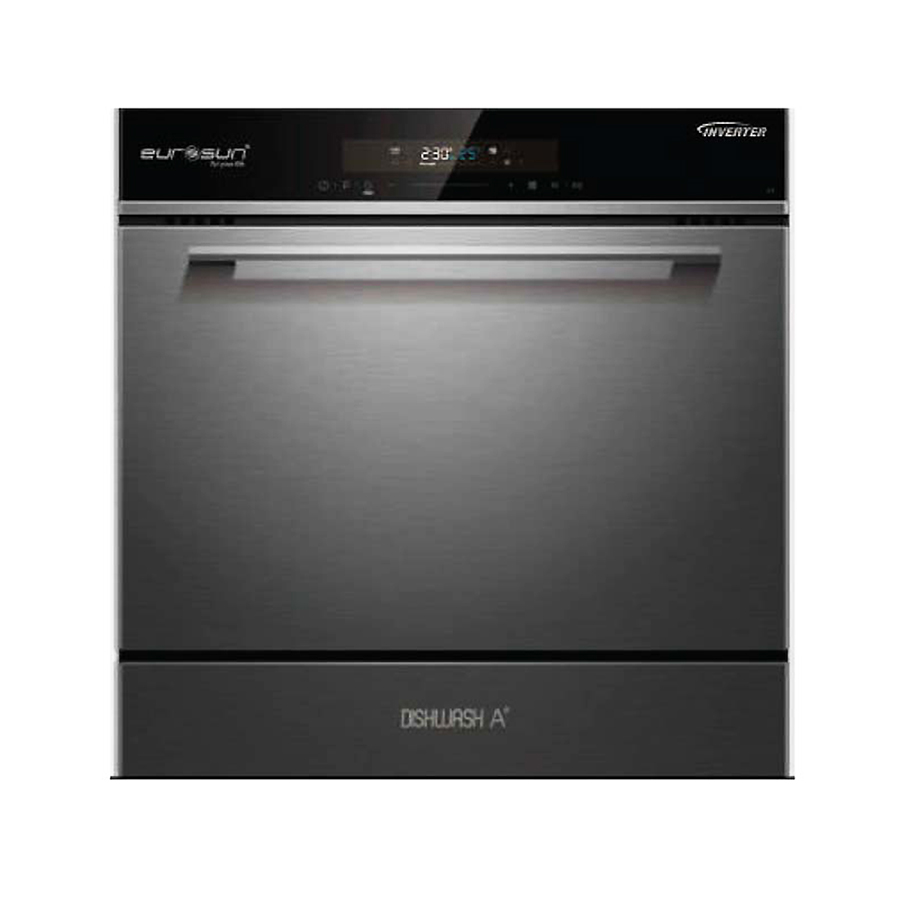 Máy Rửa Bát Eurosun SMS58EU09BT 8 Bộ, Lắp Đặt Âm Tủ, Màu Đen, Kích Thước 598x595x500mm