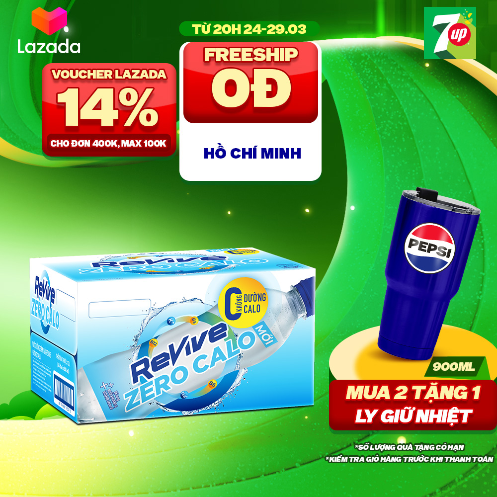 Thùng 24 Chai Nước Giải Khát Revive Không Calo (500ml/chai)