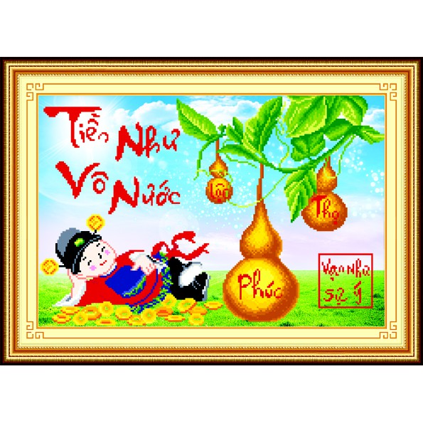 Tranh đính đá tiền vô như nước 77471