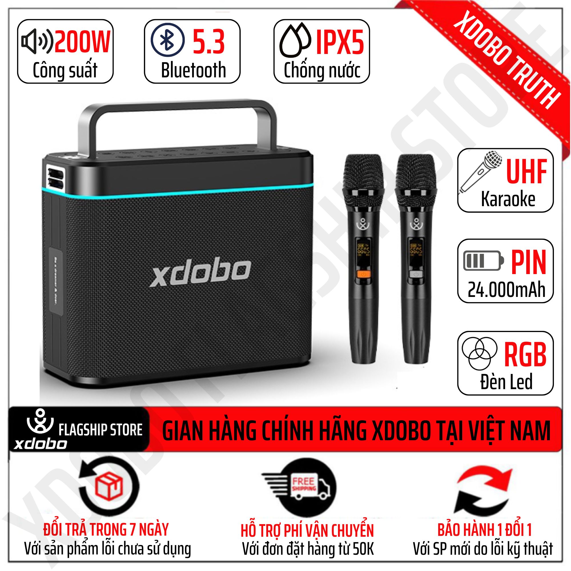 Loa Bluetooth Chính Hãng Xdobo Truth Tuner Công Suất 200W TWS DSP Siêu Trầm Siêu Hay Nghe Nhạc Karao