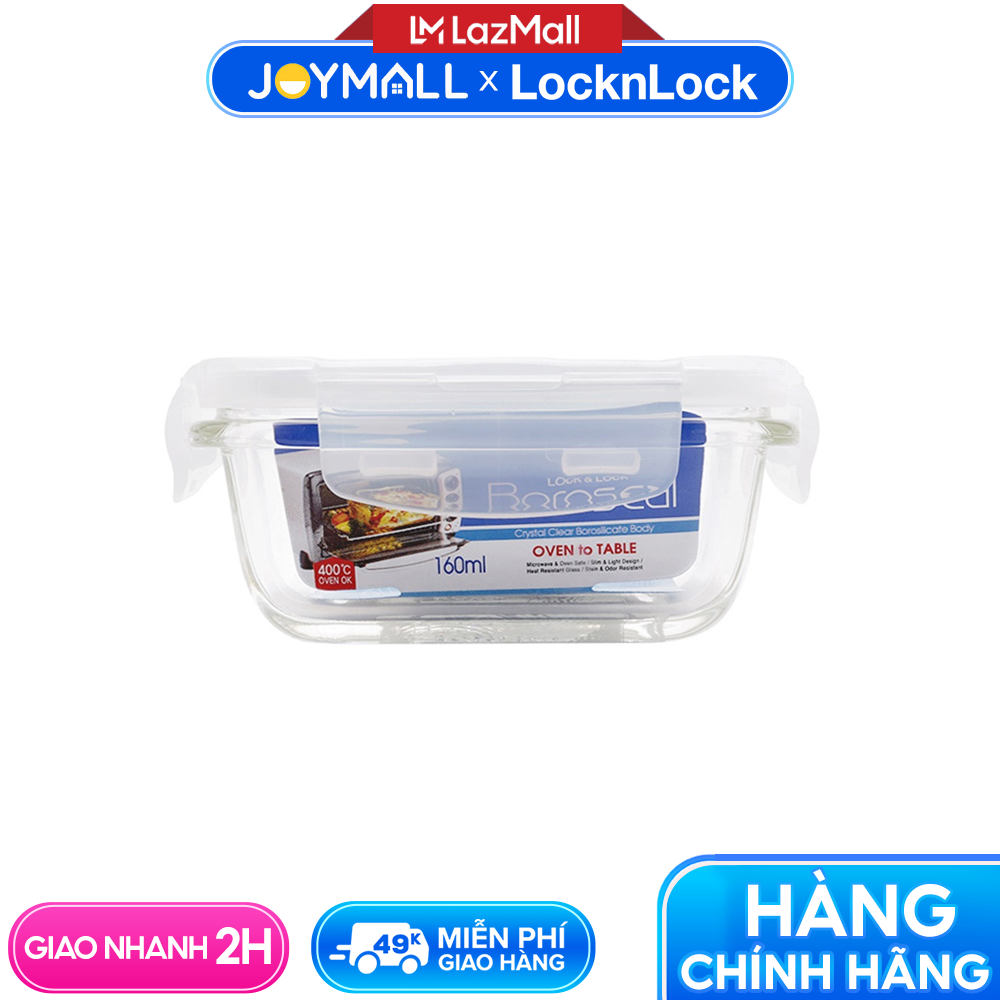 Hộp thủy tinh đựng thức ăn 160ml LocknLock LLG413, Hàng chính hãng, nắp đậy kín, dùng được lò vi sóng - JoyMall