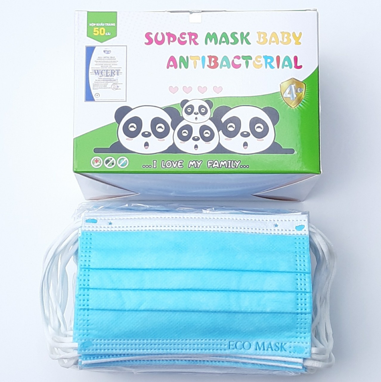 [Trẻ Em Màu Xanh] 50 Cái khẩu trang y tế trẻ em ECO Mask ngăn ngừa vi khuẩn bụi bẩm (50 cái hộp)