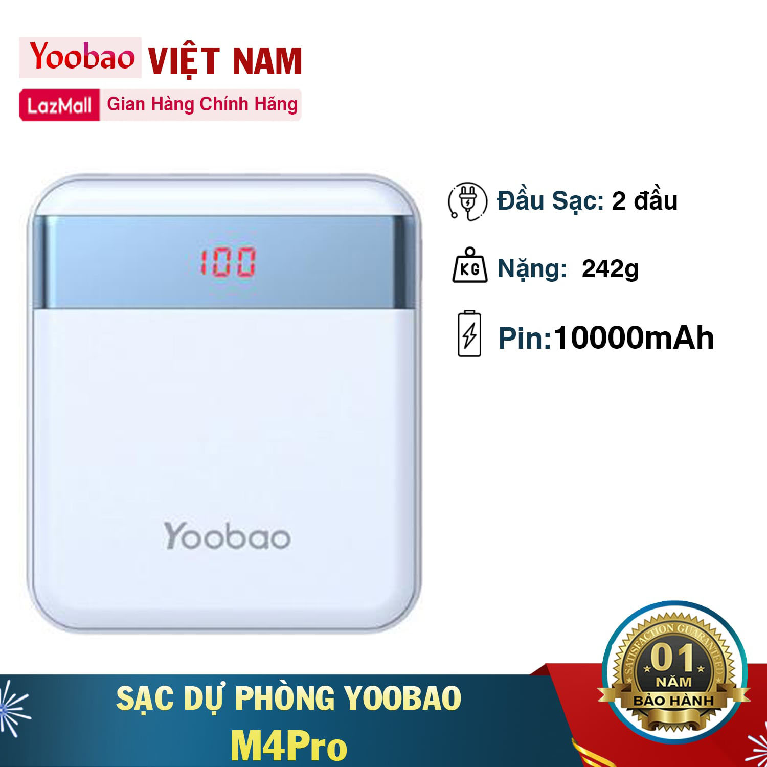 Pin sạc dự phòng Yoobao  M4Pro Portable 10000mAh có màn hình led hiển thị - hàng chính hãng