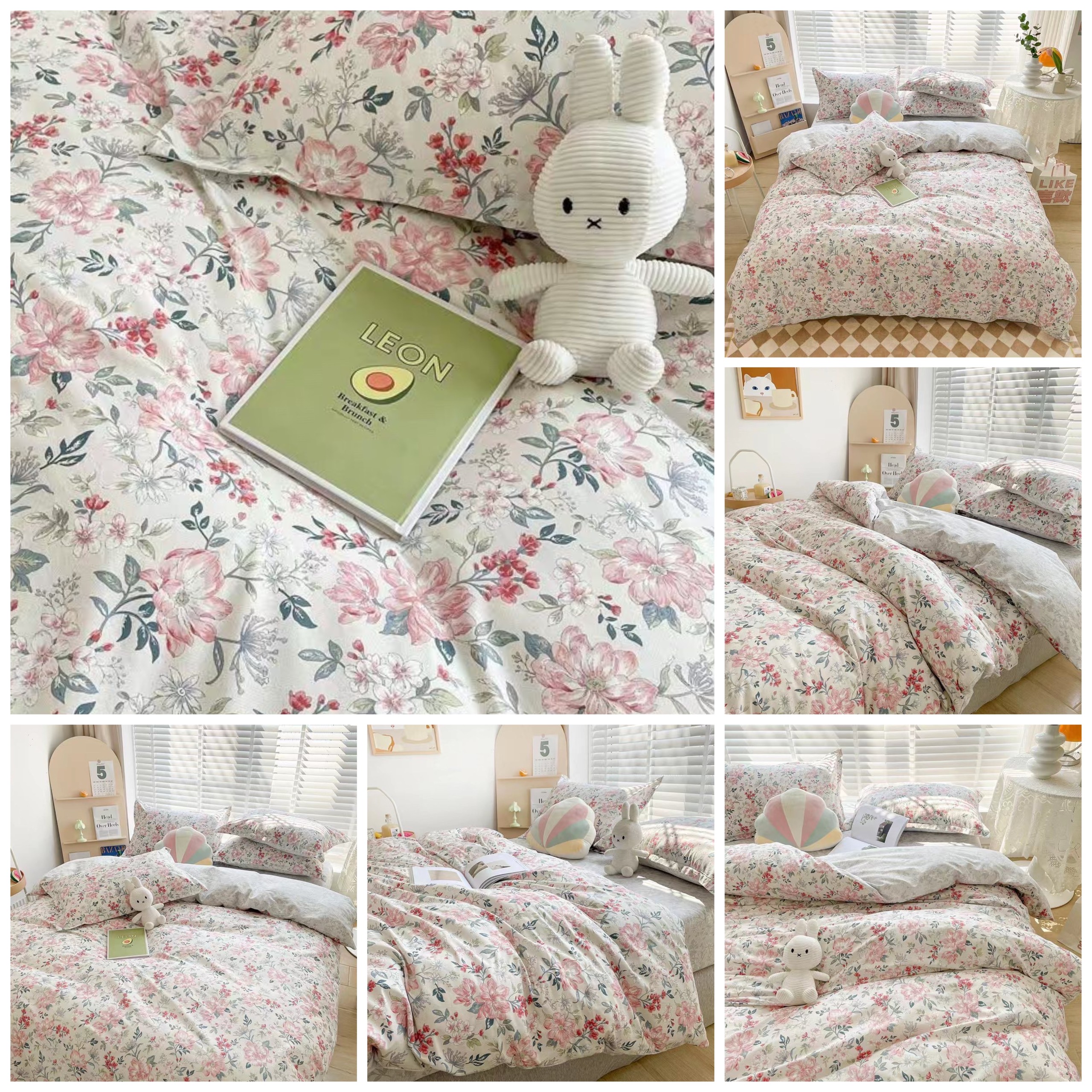 Set Chăn Ga Gối Cotton Organic Hoa Nhí Vintage 100% Cotton Nhập Khẩu Cao Cấp 4 Món