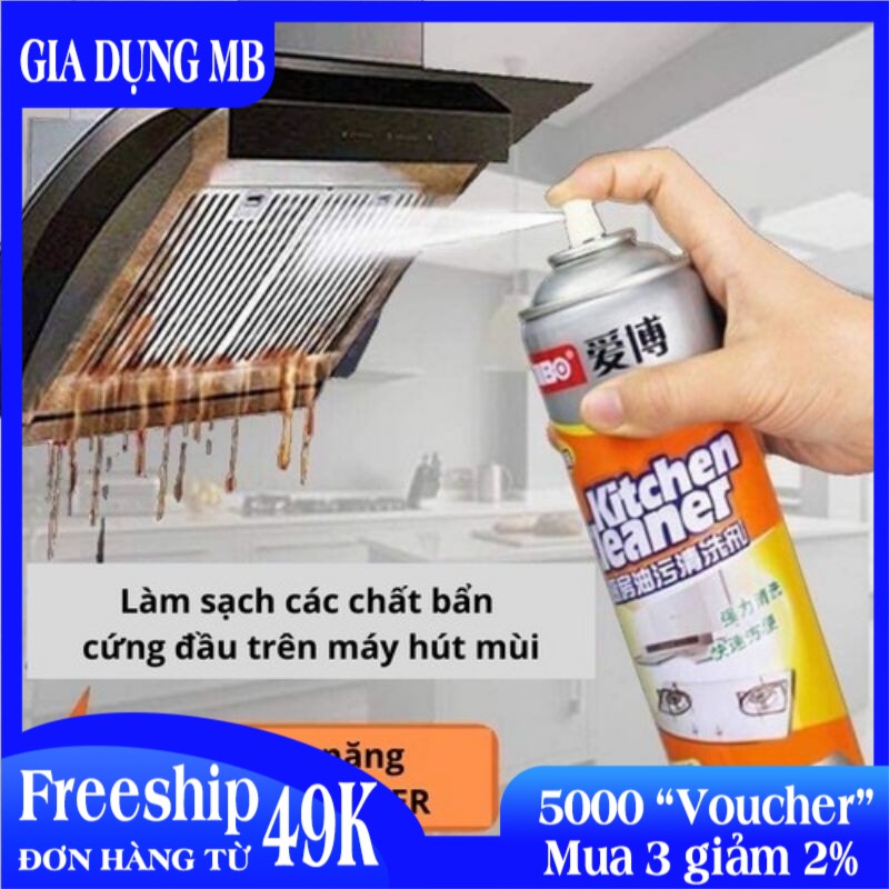 [ BẢO HÀNH 1 ĐỔI 1 ] Bình Xịt Vệ Sinh Bếp Bọt Tuyết đa Năng Kitchen Clear 500ml (vàng) - Xịt Tẩy Mỡ Bếp - Xịt Vệ Sinh Bếp - Xịt Tẩy Vệ Sinh đa Năng, Bình Xịt Đa Năng Tẩy Siêu Sạch, An Toàn