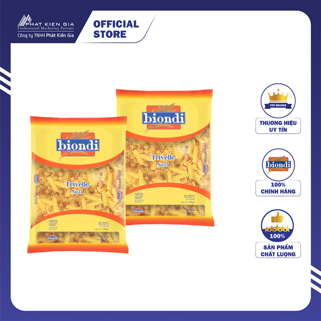 COMBO 2 Gói Nui Ống Penne Rigate Số 18 Biondi 500g (Thương Hiệu Úc - SX Thái Lan)