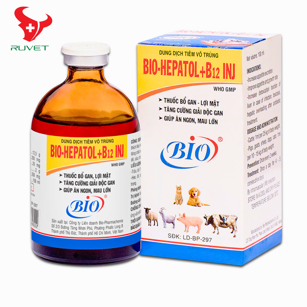 Bio hepatol b12 inj - 100ml - giải độc gan - ruvet việt nam - dụng cụ thú y - thuốc thú y
