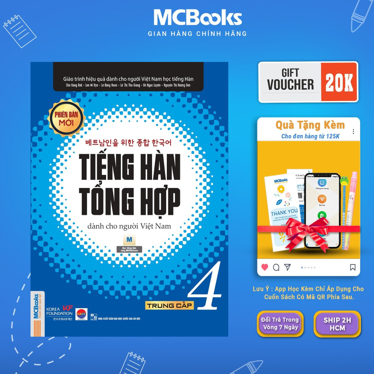 Sách - Giáo trình Tiếng Hàn Tổng hợp Trung cấp 4 - sách bài học Bản Đen trắng - McBooks