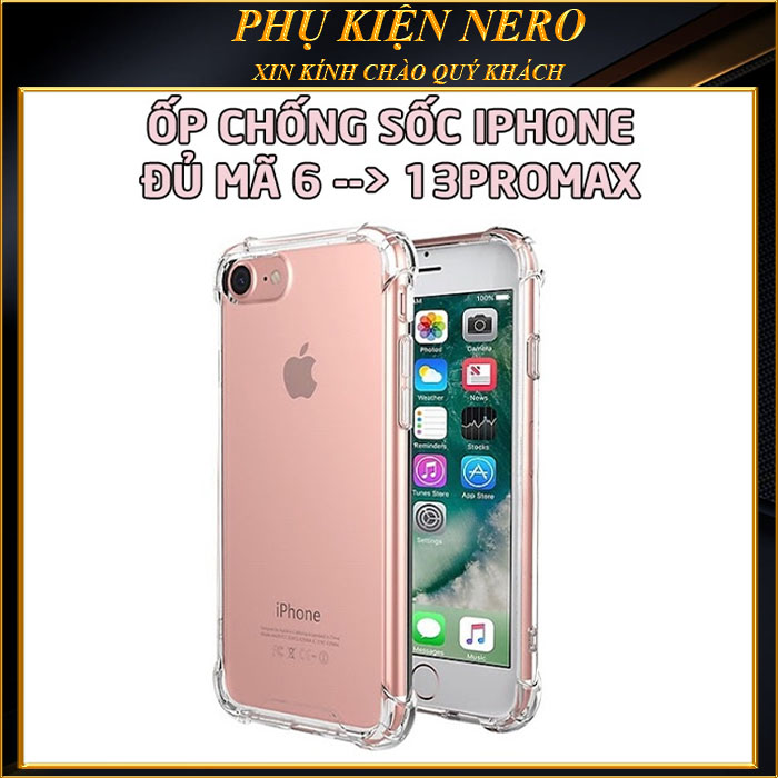 Ốp lưng iphone viền chống sốc chống va đập 6/6plus/6s/6splus/7/7plus/8/8plus/x/xr/xs/11/12/13/pro/max/plus/promax