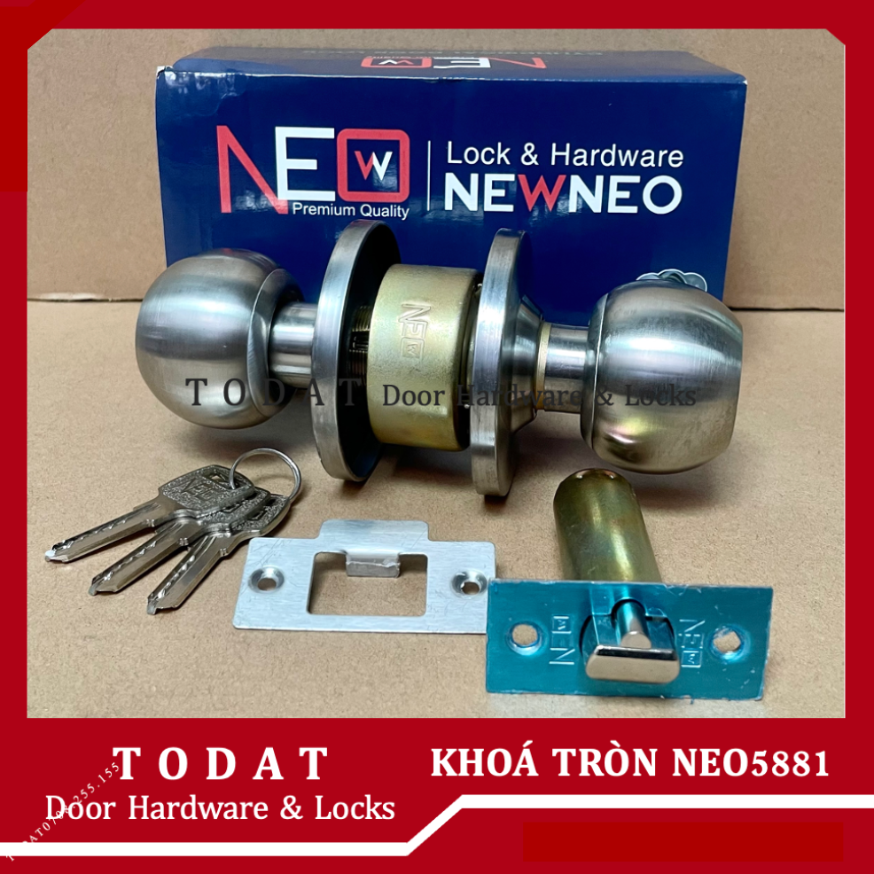 Khoá tay nắm tròn inox newneo 5881 - khoá tròn inox cửa phòng