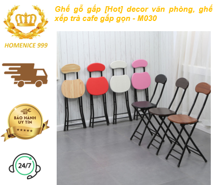 Ghế gỗ gấp decor văn phòng, ghế xếp trà cafe gấp gọn - M030