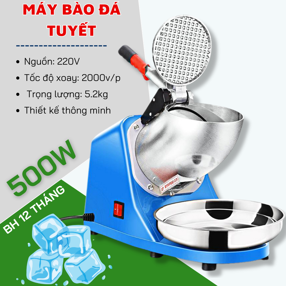 Máy bào đá, xay đá tuyết 2 lưỡi dao công suất lớn 500w bào đá, làm sinh tố cực xịn - máy bào đá cực nhuyễn và mịn, máy chạy êm không gây ồn ào