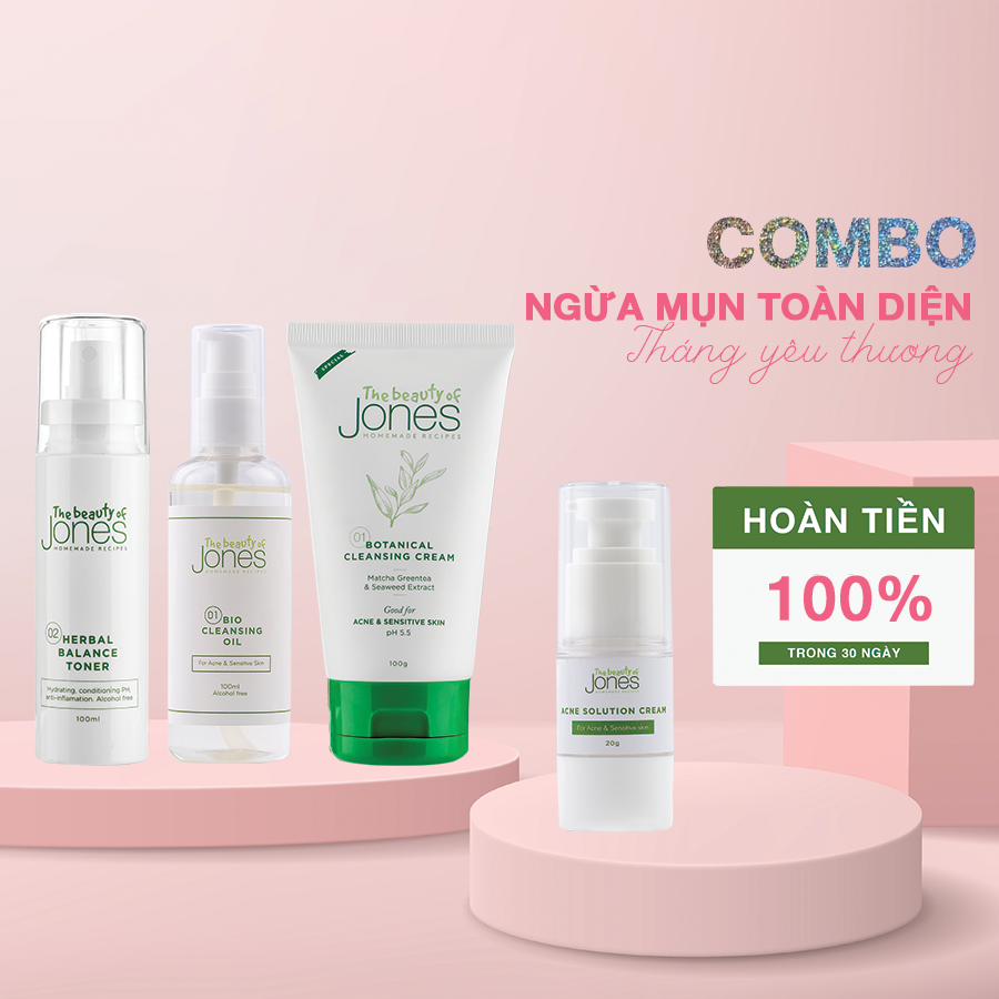 Bộ giảm mụn 28 ngày chuyên sâu da mụn nhạy cảm The Beauty of Jones