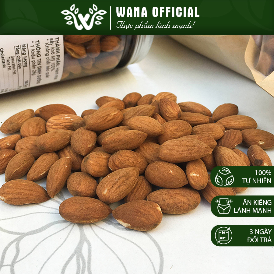 |500g| Hạt hạnh nhân sấy chín tách vỏ nhập khẩu Mỹ Wana