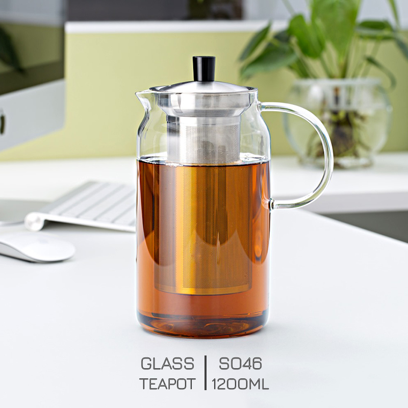 Ấm trà thủy tinh chịu nhiệt có lọc trà băng Inox Samadoyo S046 1200ml - Bình lọc trà thủy tinh chịu nóng lạnh Samahome Shop