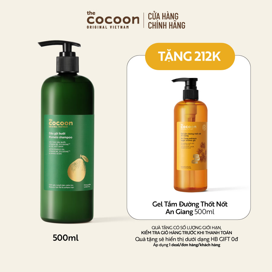 Bigsize- Dầu gội bưởi Cocoon giúp giảm gãy rụng và làm mềm tóc 500ml
