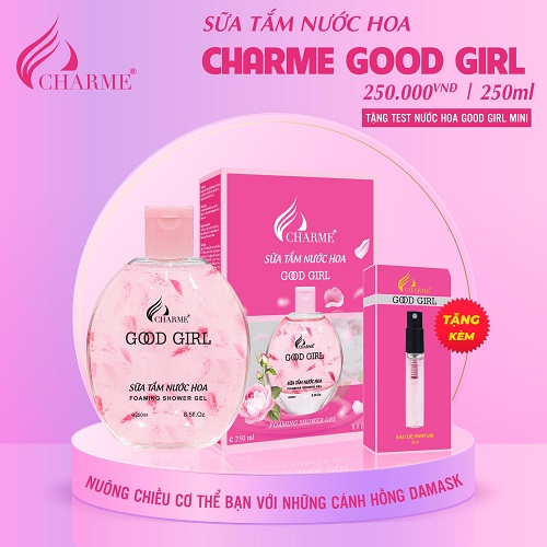 [HCM]Sữa tắm hương nước hoa Char.me (GOOD GIRL, SO SEXY/250ML) + Tặng nước hoa mini 3ml.